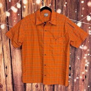 Salomon Men's Orange Plaid Hiking Shirt